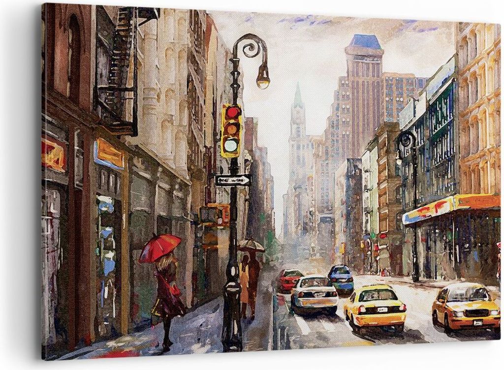 Bild auf Leinwand - Leinwandbild - Einteilig - New York Aquarell - 100x70cm - Wand Bild - Wanddeko - Wandbilder - Leinwanddruck - Bilder - Wanddeko...