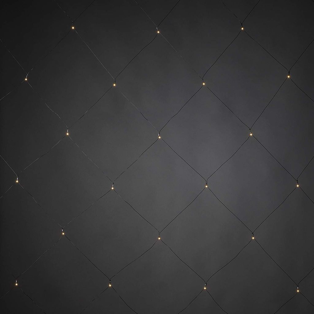 Konstsmide 3778-100 Micro LED Lichternetz, gefrostet, 32 warm weiße Dioden, 24V_Außentrafo, schwarzes Kabel