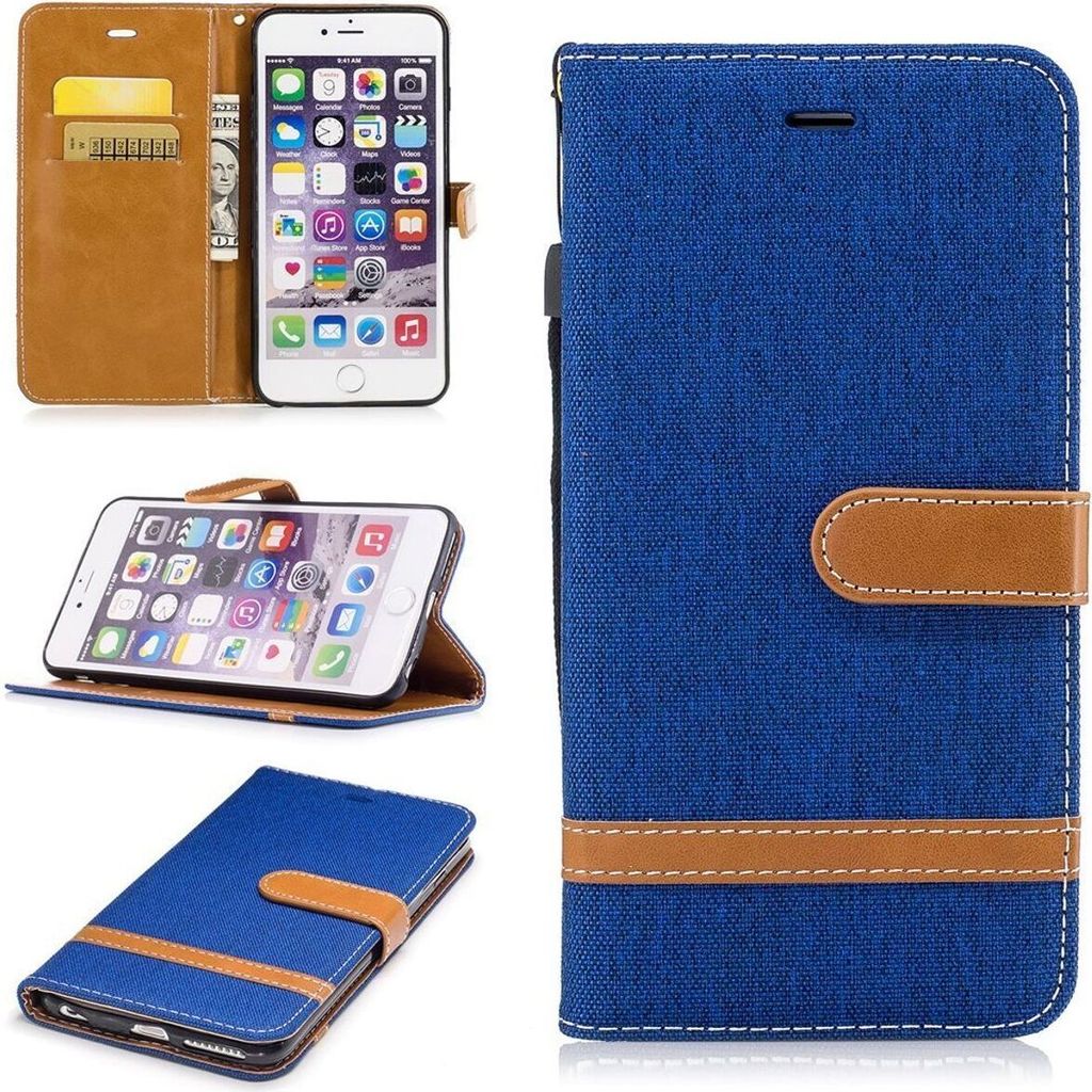Tasche für Apple iPhone 6s Plus Jeans Cover Handy Schutz Hülle Case Blau