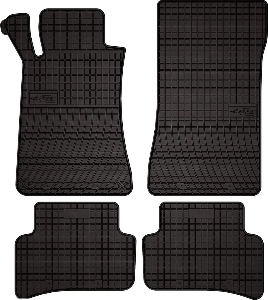 Gummifußmatten passend für Mercedes C W203 (Limousine, Kombi, Bj. 2000-2008) – schwarz, passgenau, mit Befestigungen set 4 Stk. - Gummi-Automa...