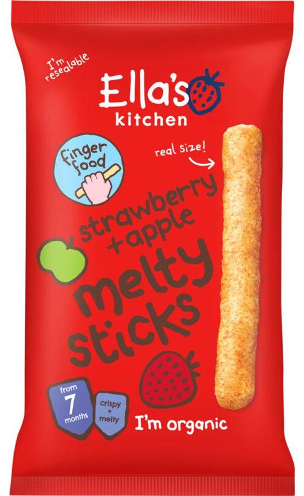 Ella's Kitchen, smeltende repen met aardbei en appel, 16g, Productafbeelding 
