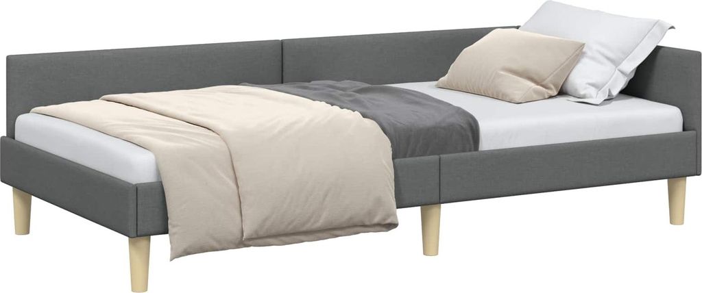 vidaXL Eckbettgestell Dunkelgrau 80 x 200 cm Stoff