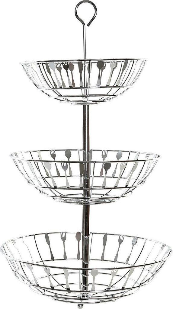 Artikel Obstschale - Etagere - 3-stockig - Silber - Besteckmuster