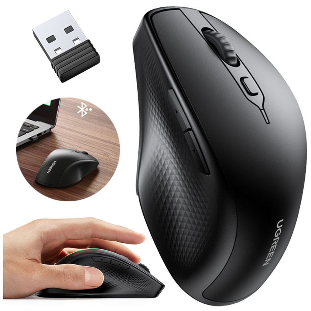Ugreen Ergonomische Kabellose Computer Maus Schwarz (Mu101) Produktbild 