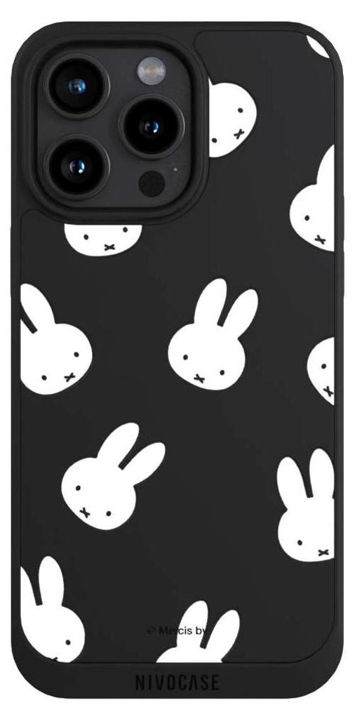 NIVOCASE Handyhülle für Apple iPhone 15 Pro Max Hülle NIVOpure Case Schwarz Muster transparent Miffy