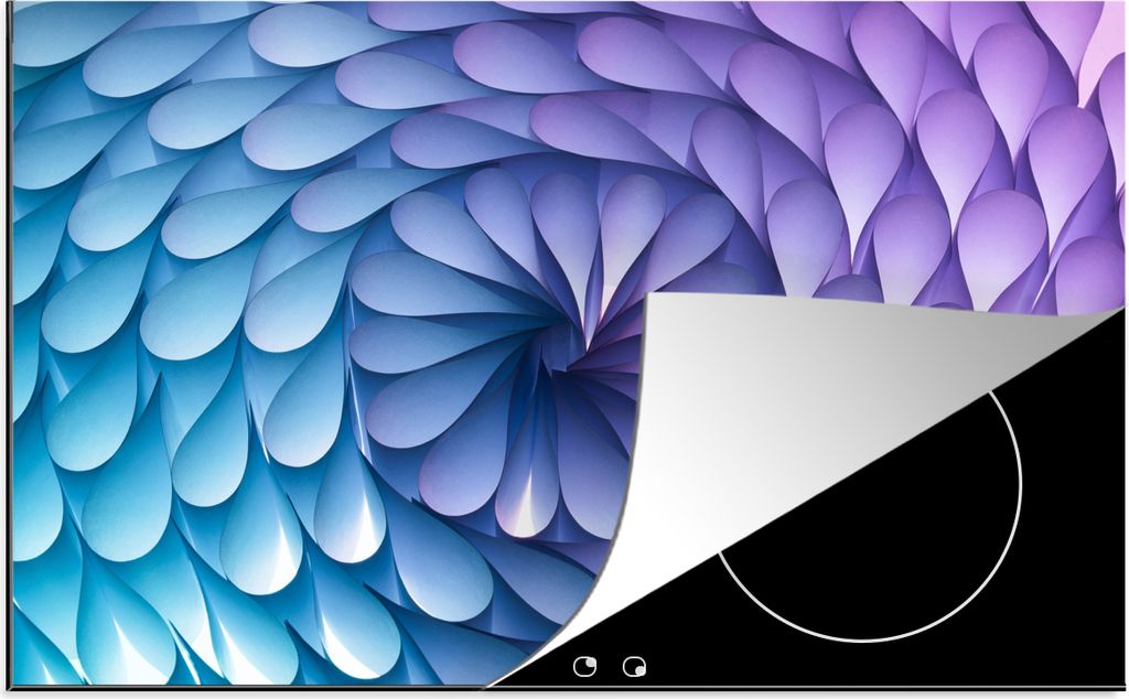 KitchenYeah Herdabdeckplatte Violette Geometrie in Form einer Spirale , 81x52cm, Küche Deko, Glaskeramikfeld Herdabdeckung, Abdeckplatte fùr Ko...