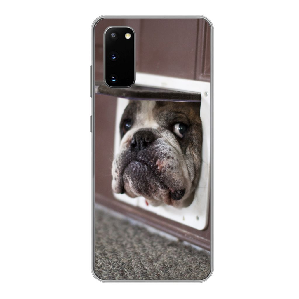 MuchoWow Handyhülle Schutzhülle Hülle für Samsung Galaxy S20 Hund - Lustig - Katzenklappe - Kinder - Jungen - Mädchen - Kinder Silikon Softc...