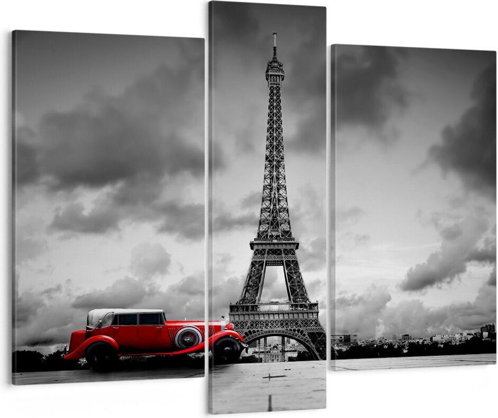 Bild auf Leinwand - Leinwandbild - Auto Eiffle Paris Stadt - 95x80cm - Wand Bild - Wanddeko - Leinwanddruck - Bilder - Kunstdruck - Wanddekoration ...