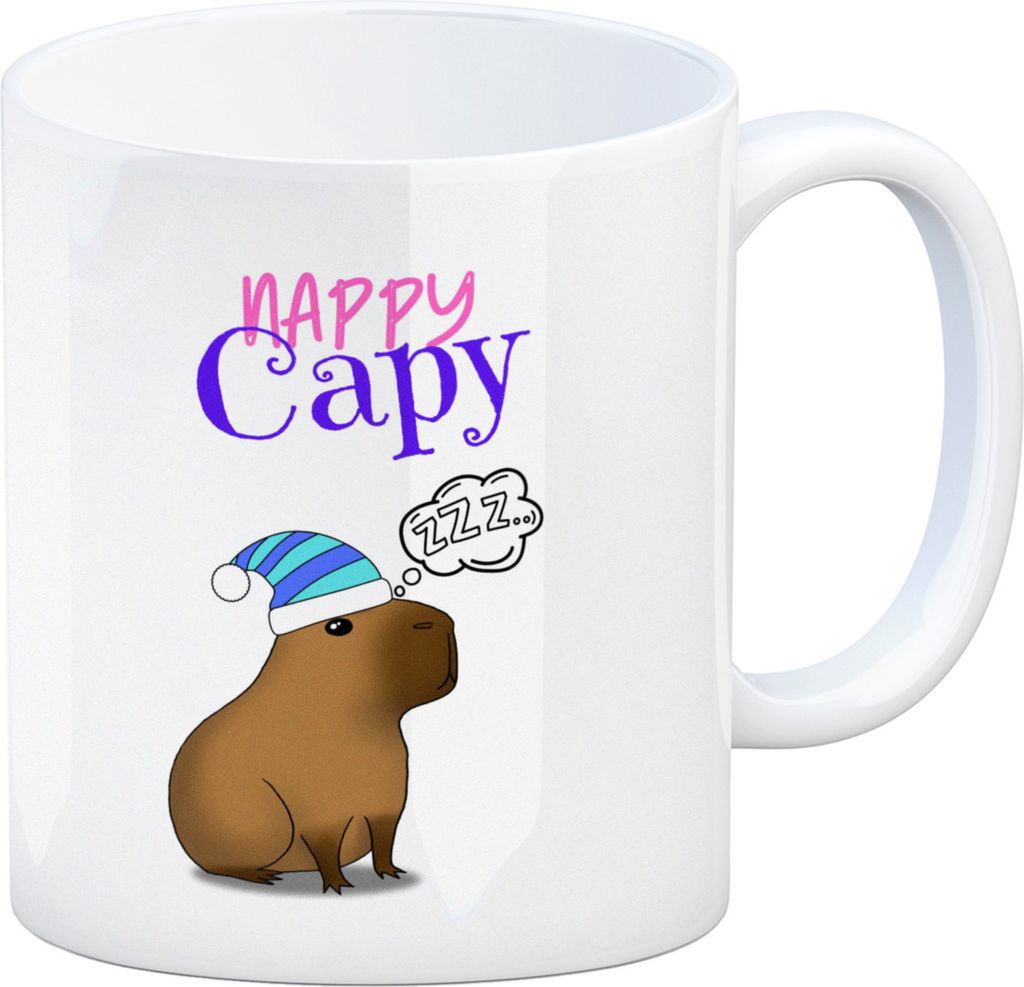 Nappy Capy Kaffeebecher mit müdem Capybara