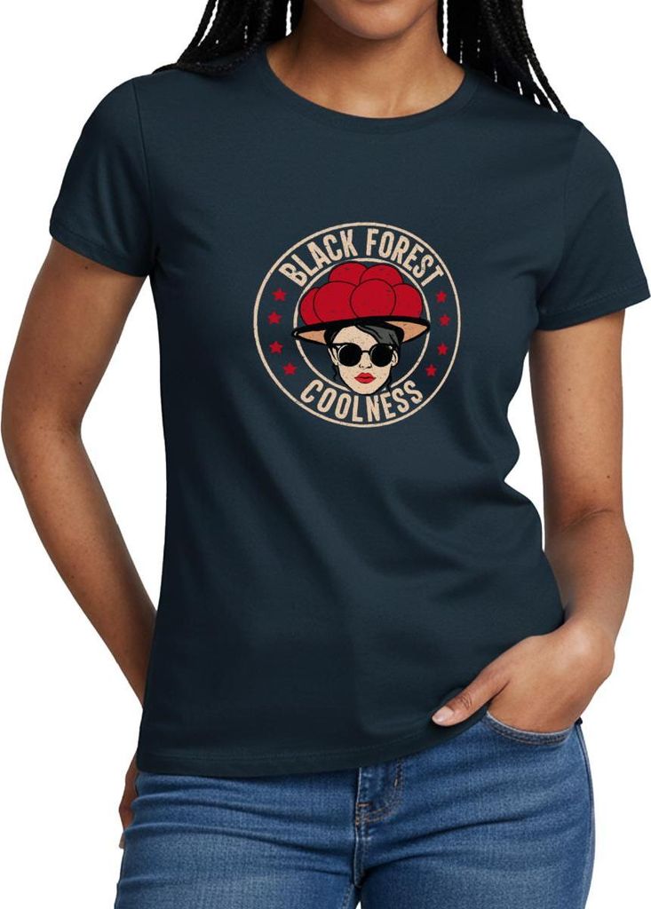 Spreadshirt Schwarzwald Bollenhut Black Forest Coolness Geschenk Frauen T-Shirt, XL, Navy