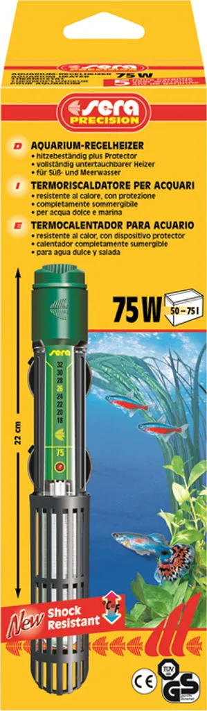 Chauffage aquarium 75W Sera en verre de quartz avec protection intégrée