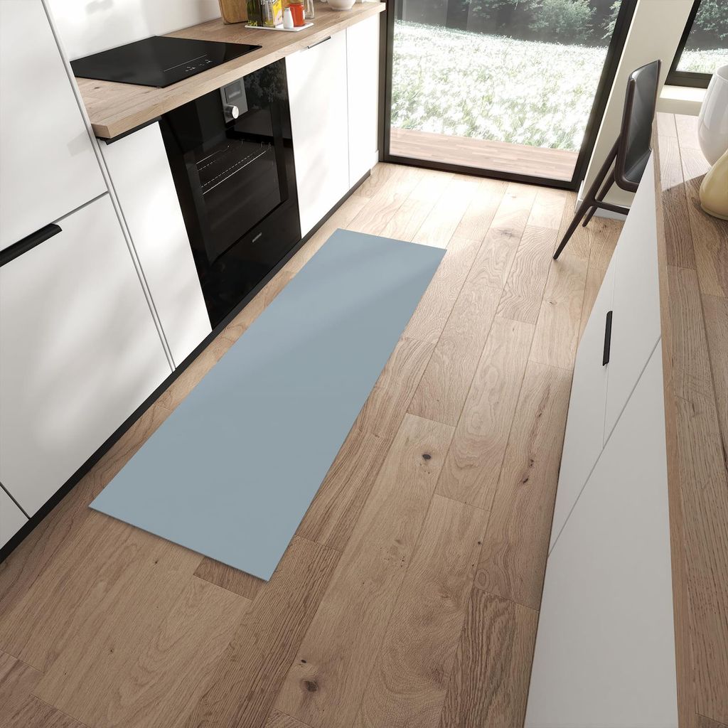 Küchenteppich 60x180cm rutschfest & abwischbar PVC Läufer - Grauer Hintergrund II
