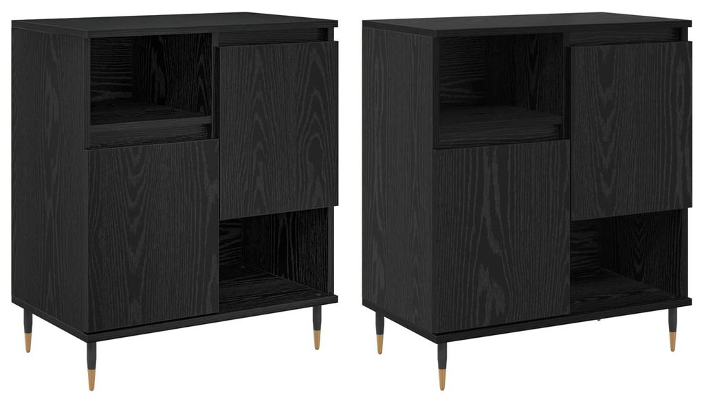 Sideboards 2 pcs Schwarz Eichen-Optik