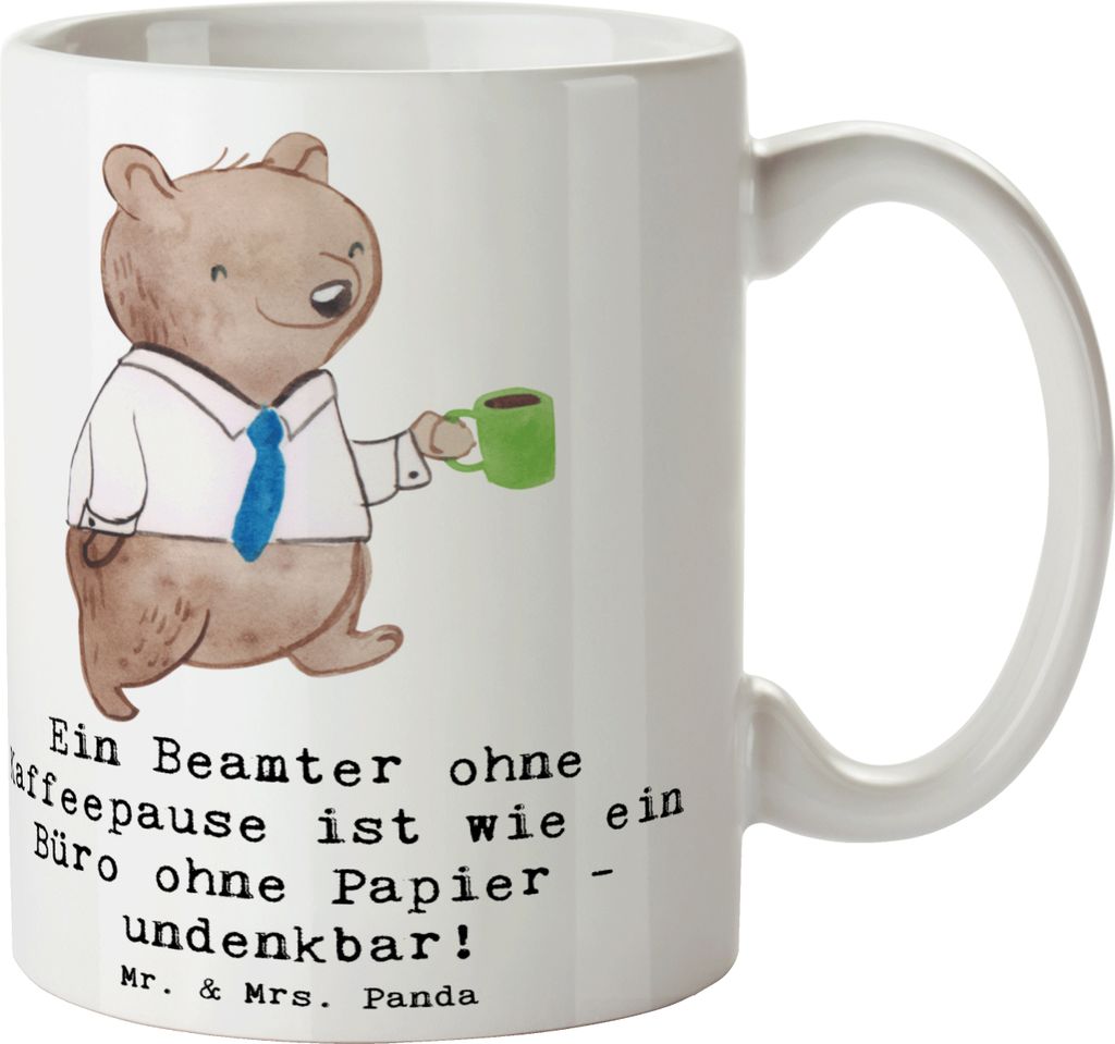 Mr. & Mrs. Panda Tasse Beamter Kaffeepause - Weiß - Geschenk, Berufsliebe, Kaffeetasse, Pott, Becher, kreative Geschenke, undenkbar, Jubiläen, Da...