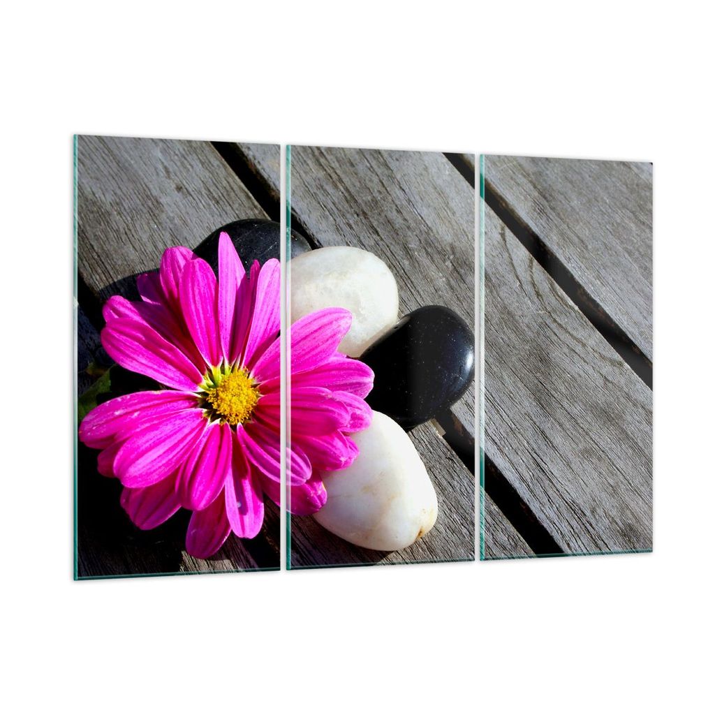 Bilder auf glas - Stein Blume Blütenblätter Chrysantheme - 105x70cm - Glasbilder - Wandbilder - Kunstdruck - Wanddekoration aus Glas - Glas Bilde...