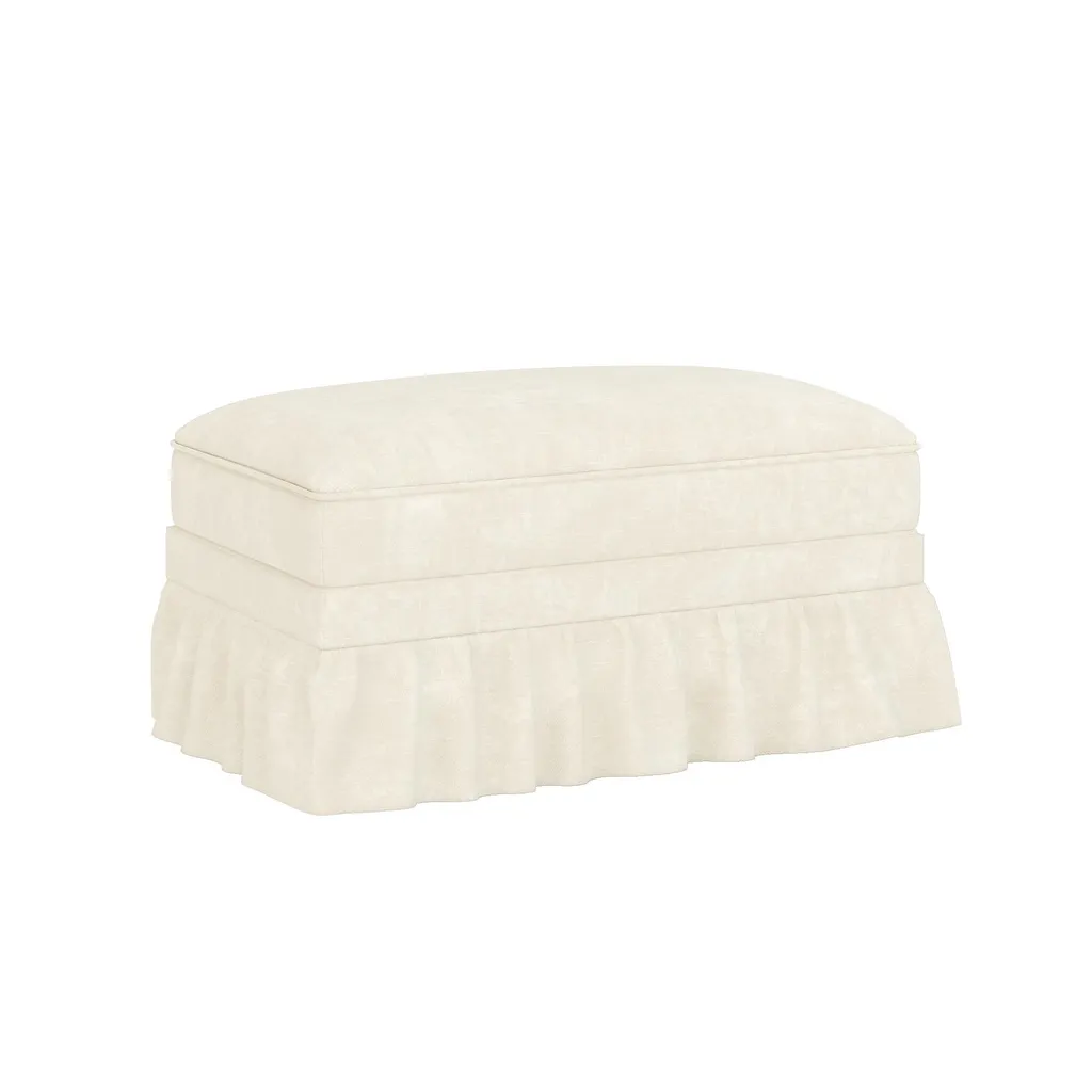 Tabouret Windsor Chenille Cloud Sofas 90x56cm avec Jupe Amovible Blanc - 6