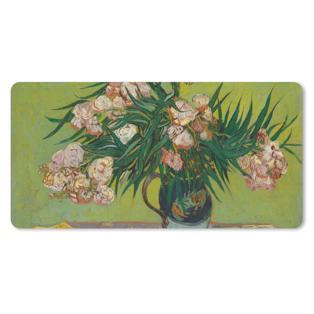 MuchoWow Schreibtischunterlage Der Oleander - Vincent van Gogh 80x40 cm - XXL Mauspad - Gaming Mauspad