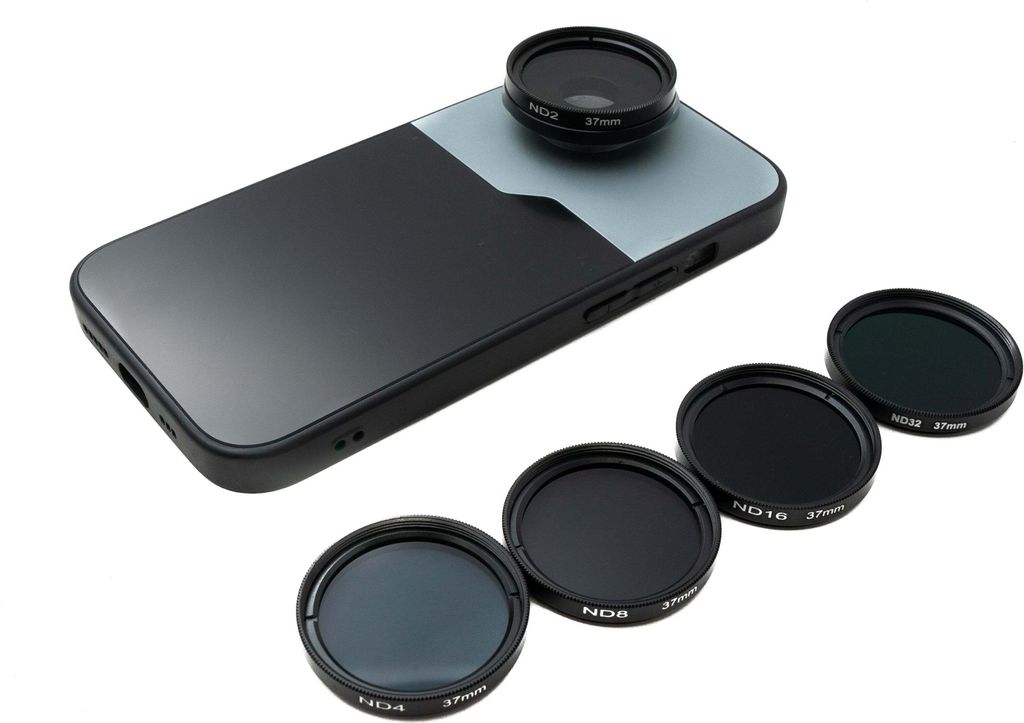 SYSTEM-S ND Filter Set 37 mm Neutraldichte mit Gewinde Hülle und Tasche für iPhone 15