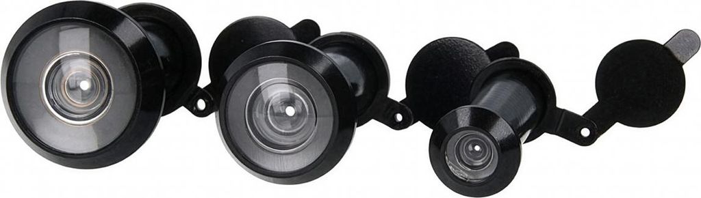 Türspion Schwarz aus massivem Messing – 160° Weitwinkeloptik mit Abdeckklappe