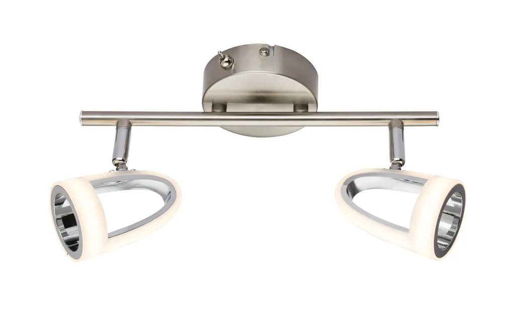 Rampe de 2 spots LED orientables 3000K blanc chaud avec interrupteur intégré