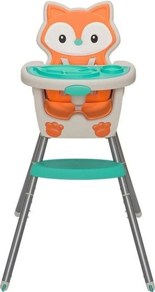 Infantino 4-in-1 Hochstuhl, Fuchs Design, 4 Monate bis 5 Jahre, Verstellbare Rückenlehne, Verstellbarer Gurt, Fußstütze