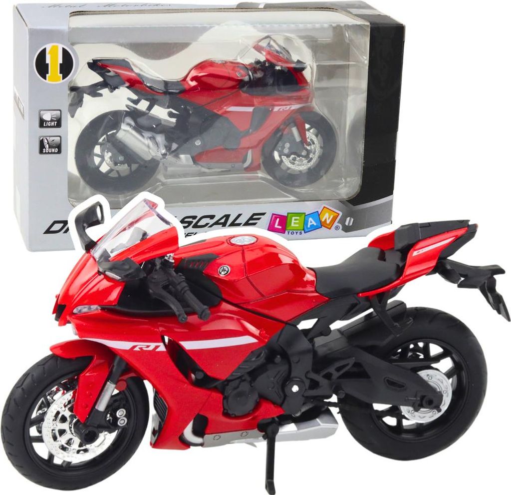 Sport Motorrad Metall Lichter Sounds Rot R1 1:12