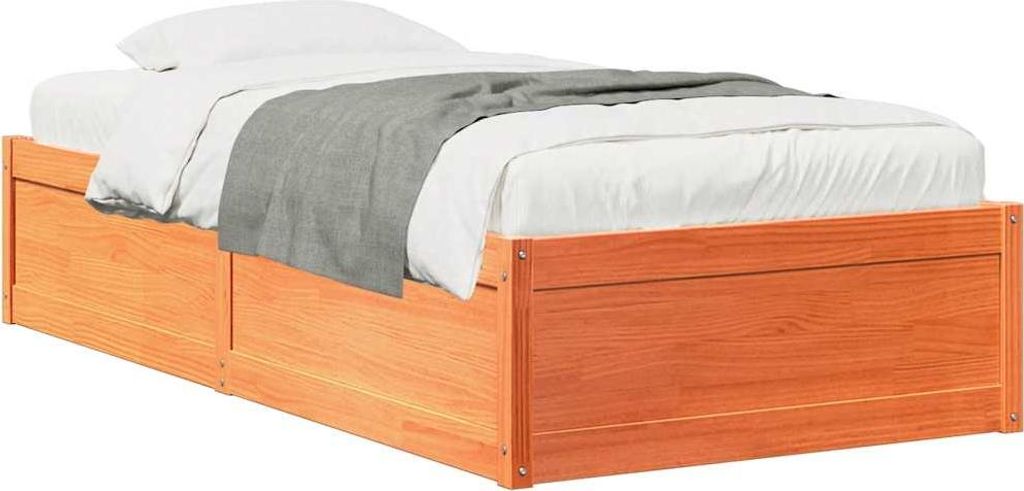 vidaXL Massivholzbett ohne Matratze Wachsbraun 90x200 Kiefernholz