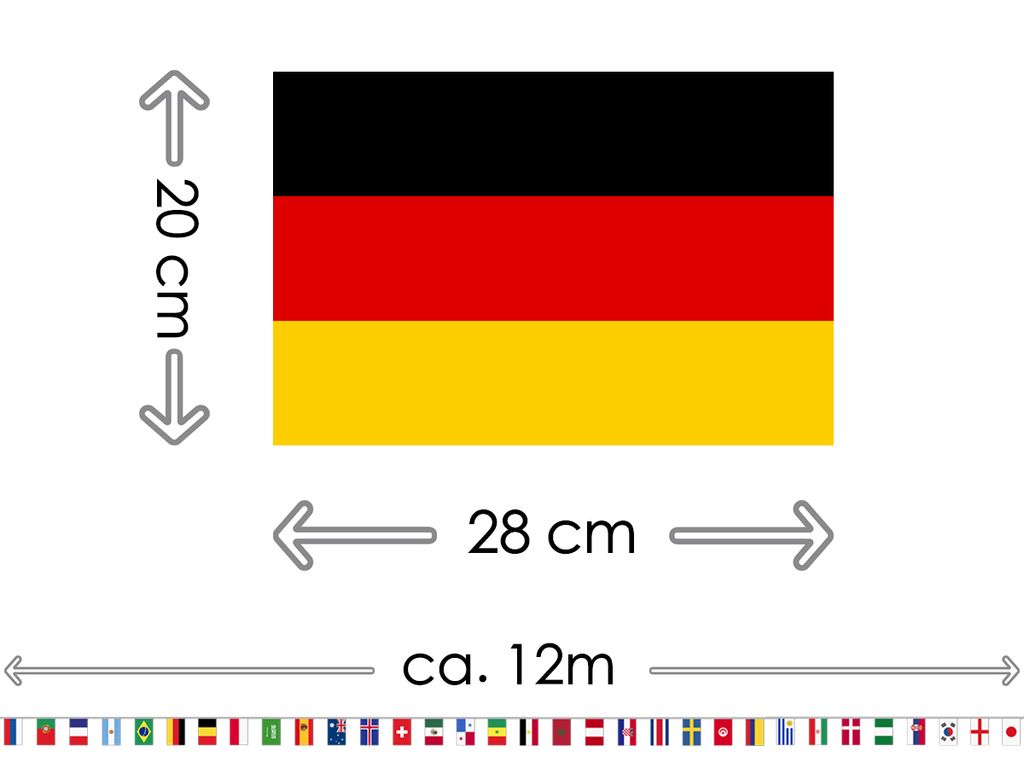 Fußball WM Fahnenkette Flaggenkette 10.5 Meter Wimpelkette 32 Länderflaggen  14 x 21 cm Girlande Dekoration