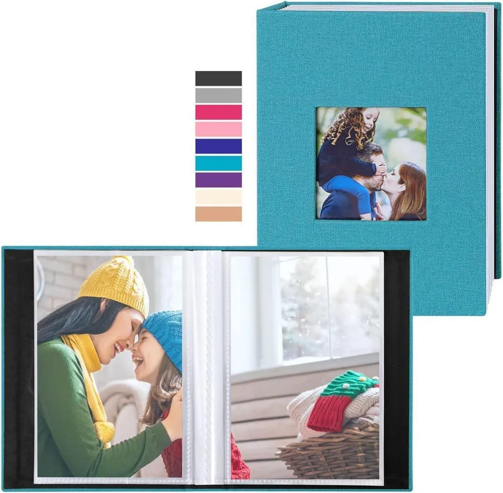 Album Foto Lino 10x15 Set da 2 - Organizer Fotografico Blu-Verde