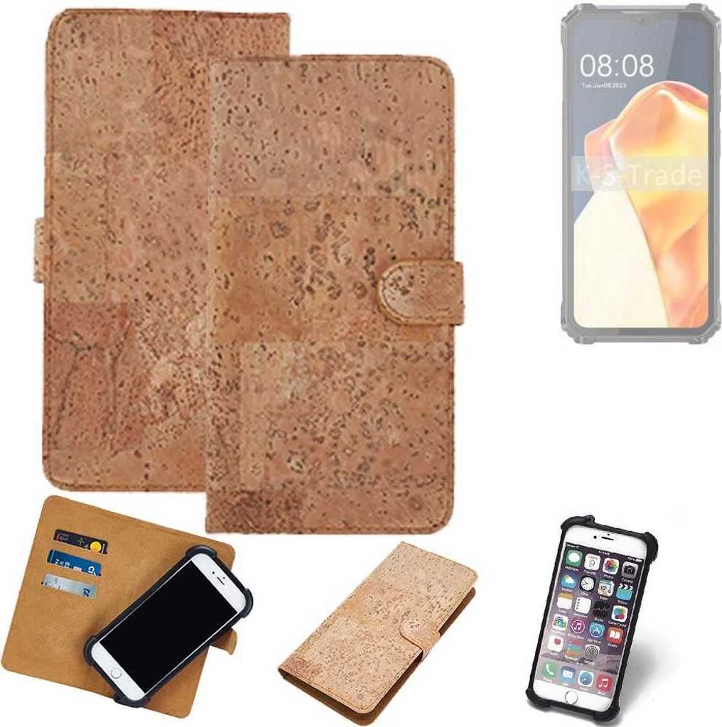 K-S-Trade Hülle kompatibel mit Oukitel WP28E Kork Handyhülle Cover Schutzhülle TPU Case Bumper in Hellbraun, (1x)