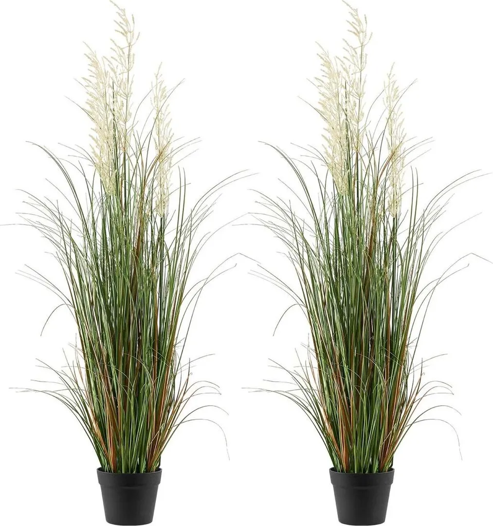 Décoration bureau et maison : lot de 2 roseaux artificiels de 119 cm en pot