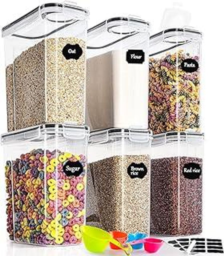 GoMaihe 4L Vorratsdosen 6 Set, Aufbewahrungsbox Küche Luftdicht Behälter aus Plastik Mit Deckel, Vorratsgläser zur Aufbewahrung von Nudeln, Müs...