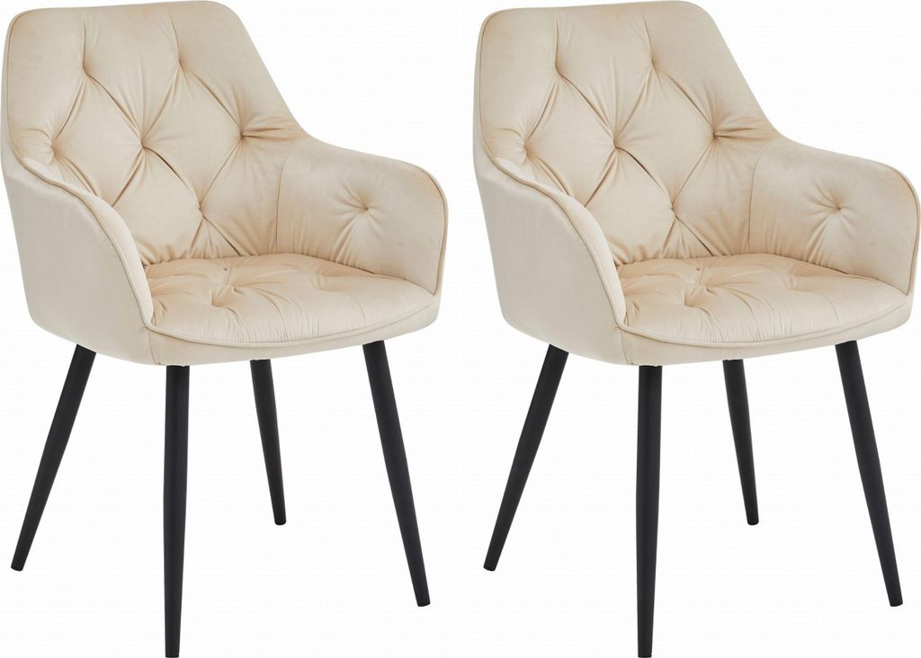 IRGOLI beige Samt gepolstert Sessel mit Metallbeinen, für Wohnzimmer, Küche, Esszimmer, 2 Stück, Belastung bis 110 kg