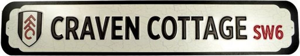 Fulham FC - Tafel "Craven Cottage", Metall, Wappen BS3534 (Einheitsgröße) (Silber/Schwarz)