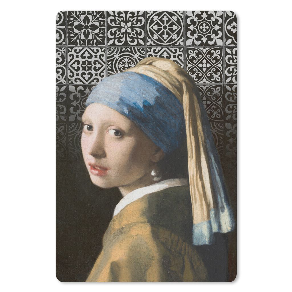 MuchoWow Mauspad Mousepad Mädchen mit Perlenohrring - Johannes Vermeer - Delfter Blau 40x60 cm - Mousepads - Maus Mat - Pad - Mausunterlage - Sc...