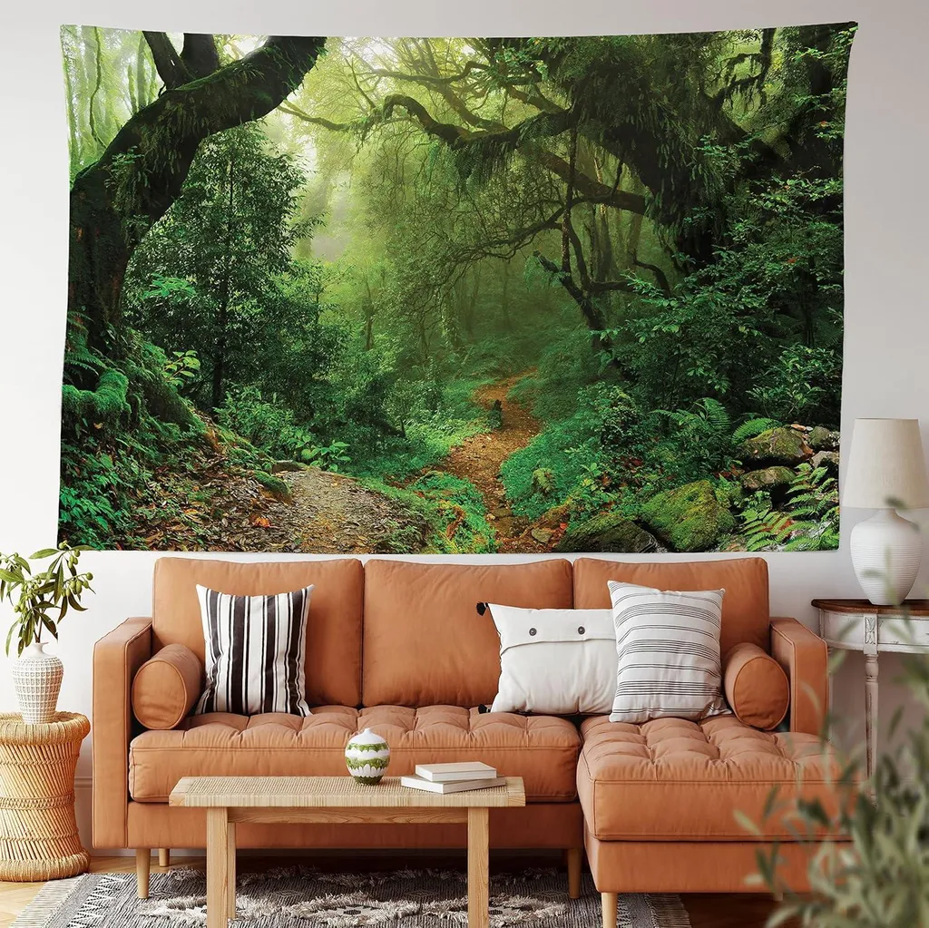 Grande Tenture Murale Décorative Forêt Tropicale - Tissu 230x140 cm