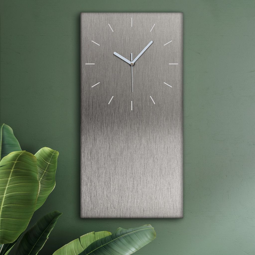 Wohnzimmer Leinwand Uhr Geräuschlos Küche 30x60 Metall, Stahl, Motive, Texture, weiße Zeiger