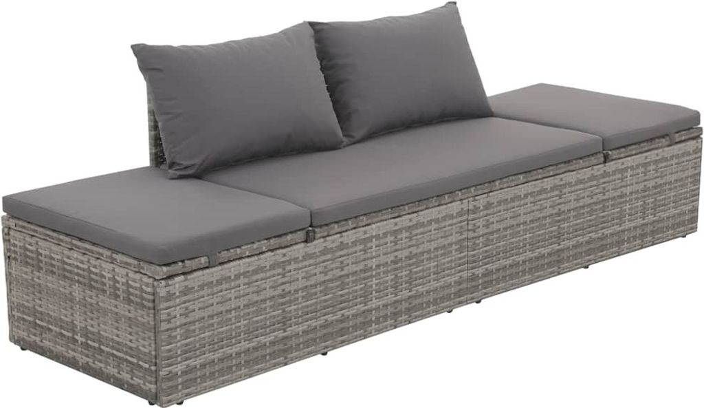vidaXL Gartenbett Grau 195×60 cm Poly Rattan Produktbild 4