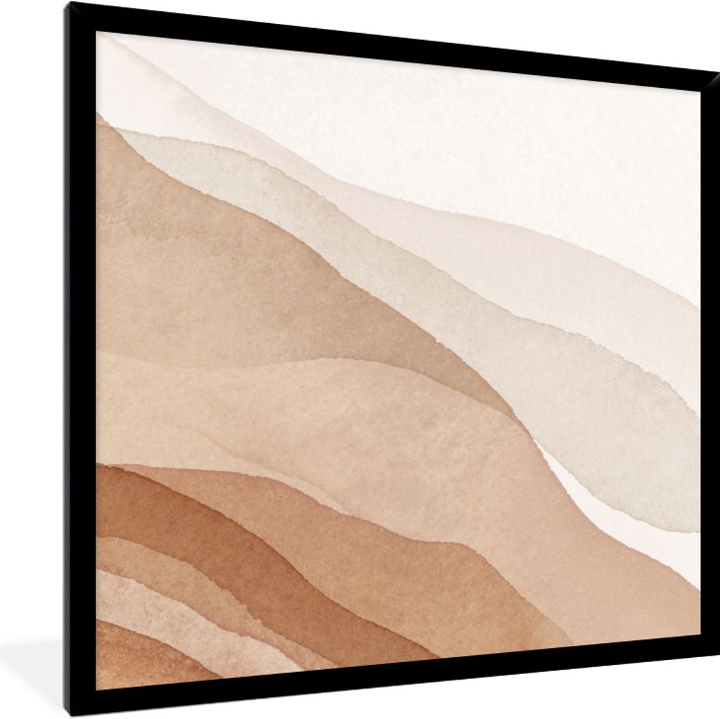 Poster mit Rahmen - Aquarell - Berg - Abstrakt - 40x40 cm - Poster mit zchwarzem Bilderrahmen