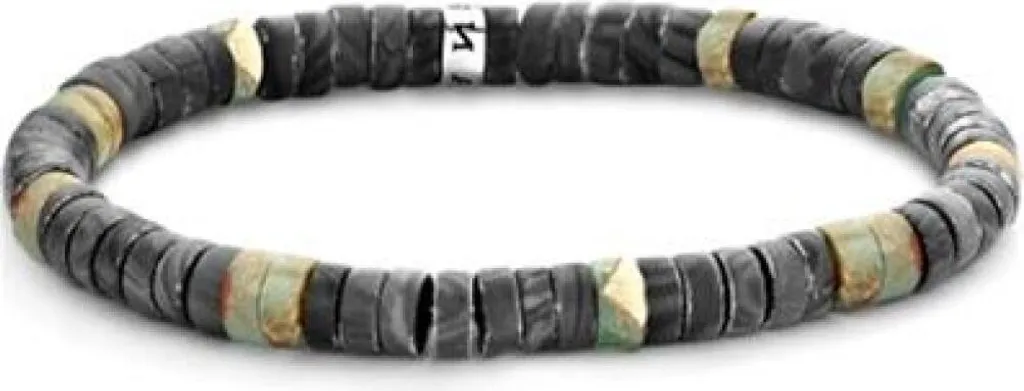 Bracelet magnétique FRANK 1967 7FB-0432 en cuir noir et acier inoxydable