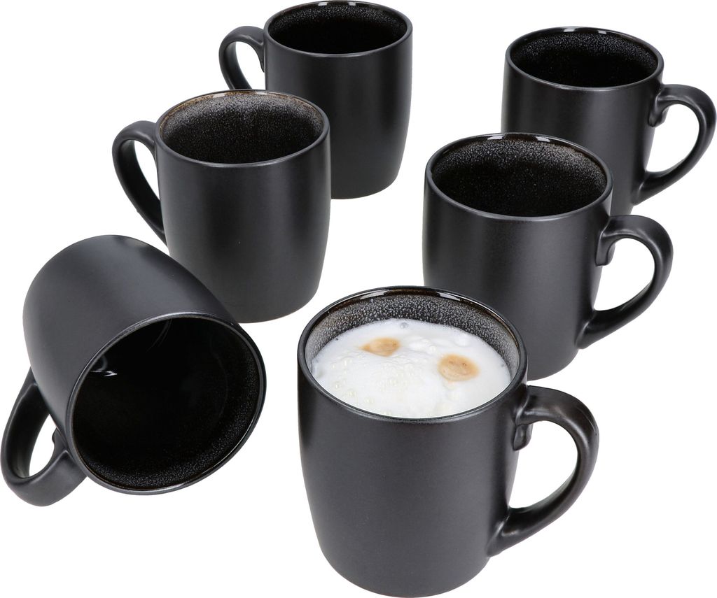Reactive Glaze Grey Black 6er Set Kaffeebecher 250ml Produktbild 