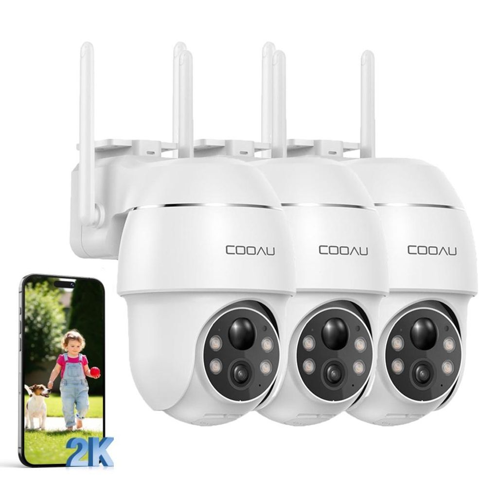 COOAU 2K Überwachungskamera Aussen WLAN 355°/90°Schwenkbar WLAN Kamera Outdoor 3MP WiFi Kamera mit Automatische Verfolgung 30m Nachtsicht in Far...