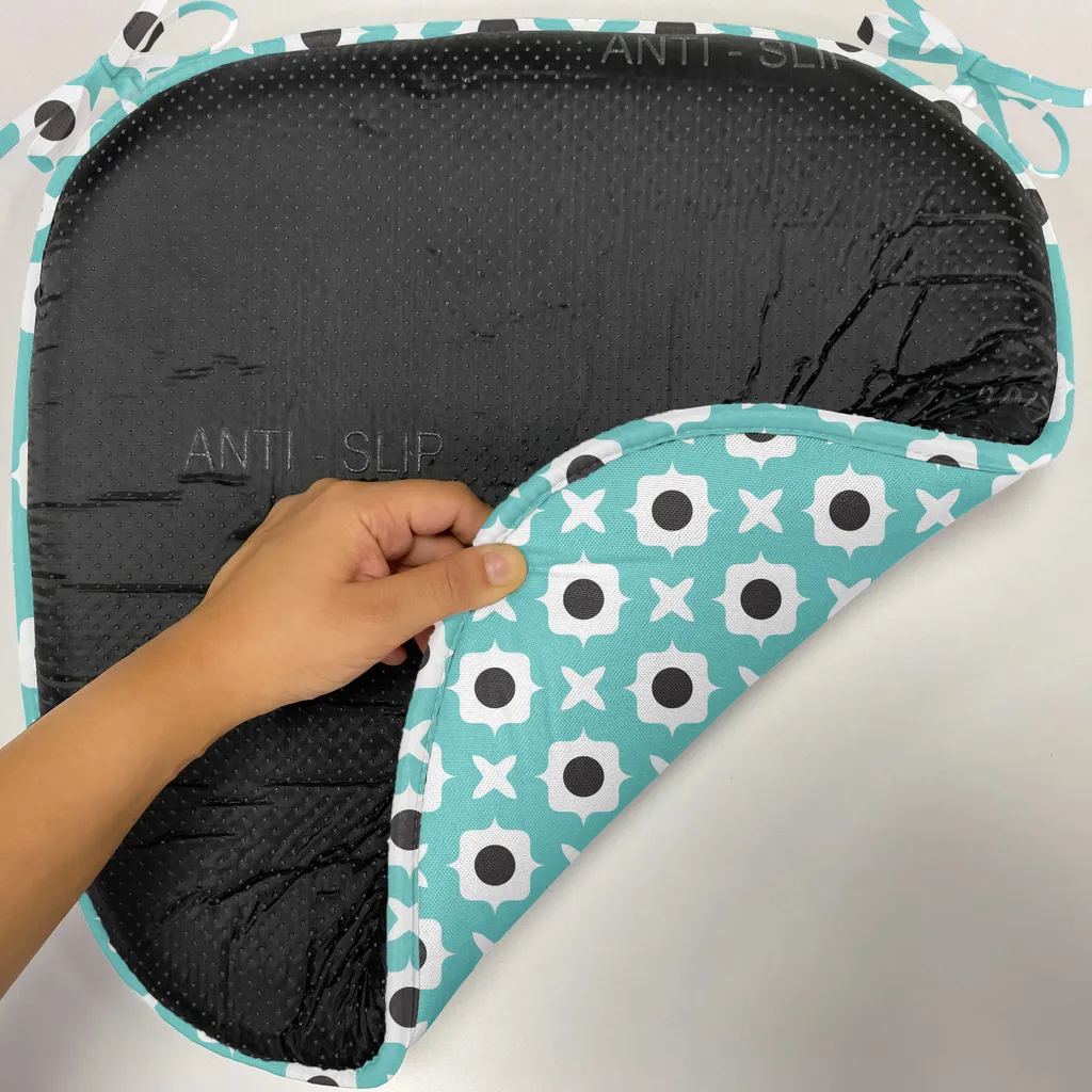 Coussin de chaise imperméable avec attaches, design bleu et noir, x8