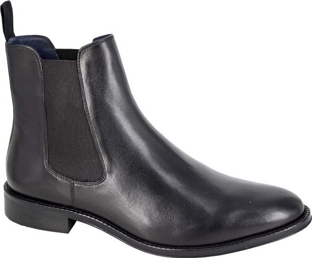Roamers - Herren Stiefeletten, Unifarben, Leder DF2467 (44,5 EU) (Schwarz)