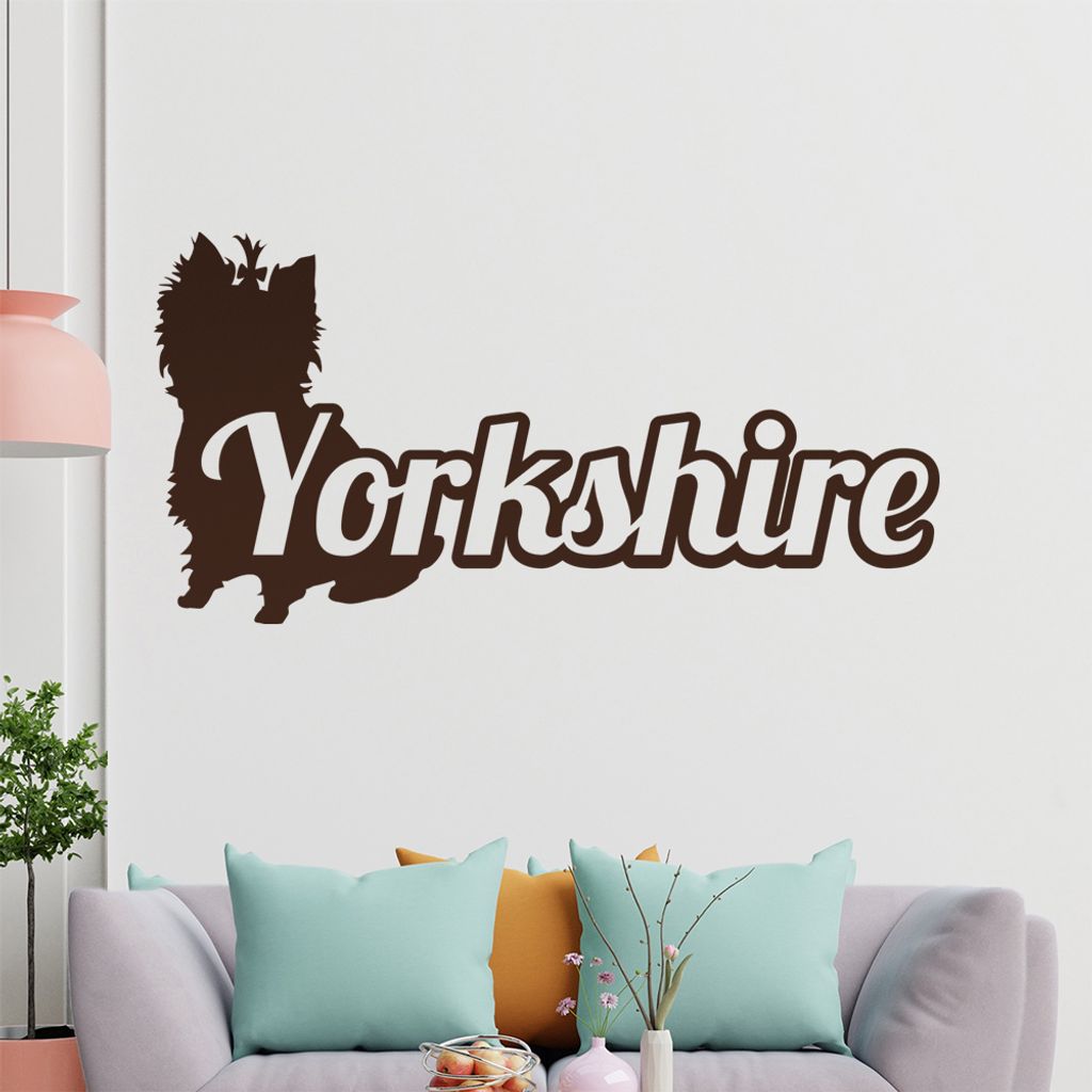 KIWISTAR Yorkshire mit Name Schrift Silhouette Wandtattoo in 6 Größen - Wandaufkleber Wall Sticker - Dekoration, Küche, Wohnzimmer, Schlafzimmer...