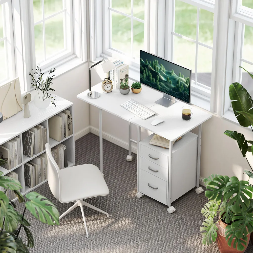 Bureau de télétravail pliable blanc idéal pour chambre ou petit studio - 2