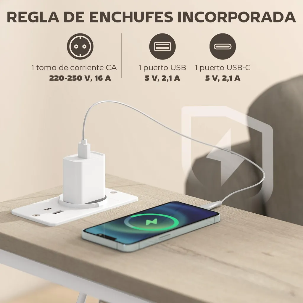 Table basse d'appoint pour petit salon avec station de charge USB intégrée - 4