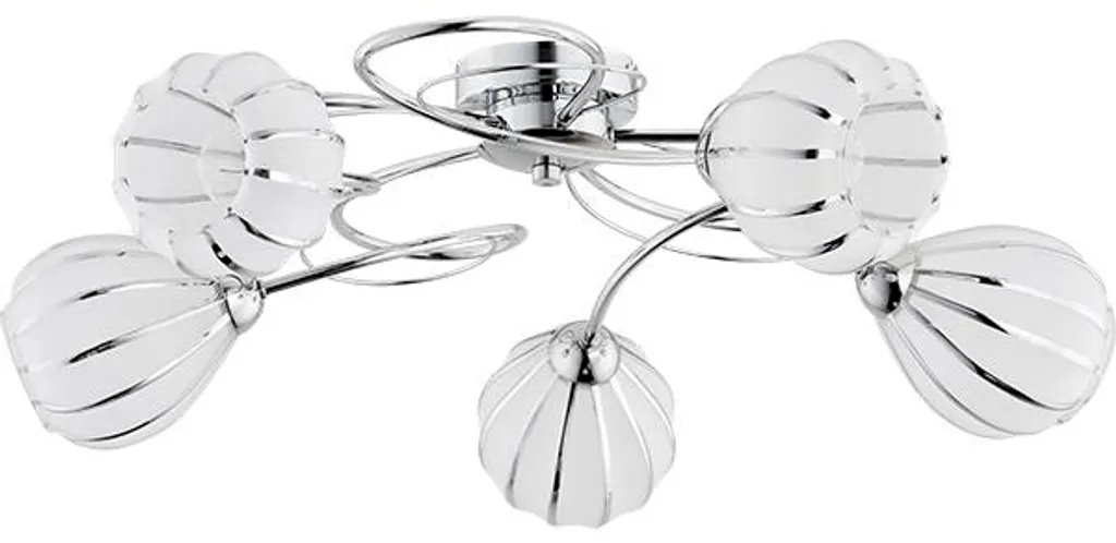 Lustre suspension REDA à 5 bras courbés en métal argenté brillant