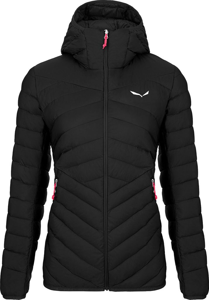 Salewa Daunenjacke für Damen sehr leicht mit Kapuze, Farbe:Schwarz, Größe:38