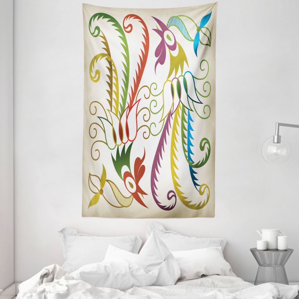 ABAKUHAUS Phönix Wandteppich und Tagesdecke, Bird in Retro-Töne aus Weiches Mikrofaser Stoff Waschbar ohne Verblassen Digitaldruck, 140 x 230 cm,...